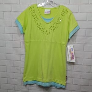 NWT Girls Green and Blue Embellished Short Sleeve Tee